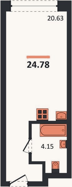 Планировка: Студия, 24,8 м²