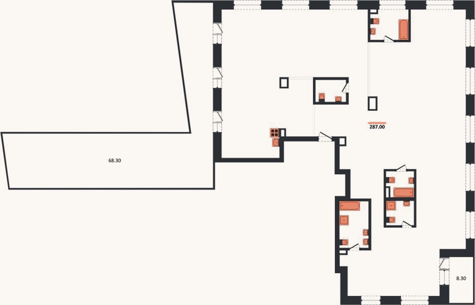 Планировка: 4+ к, 287 м²