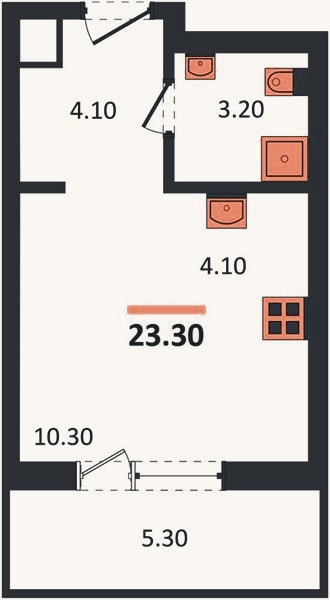 Планировка: Студия, 23,3 м²