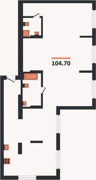Планировка: 3-к, 104,7 м²