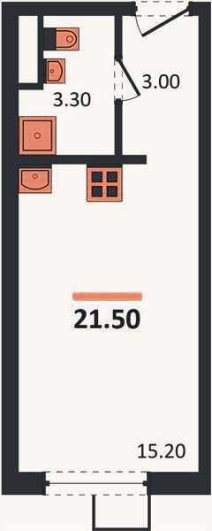 Планировка: Студия, 21,5 м²