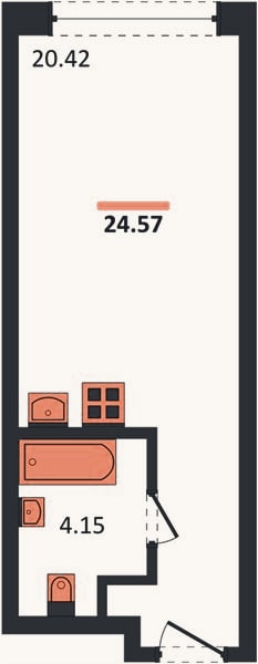 Планировка: Студия, 24,6 м²