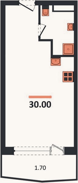 Планировка: Студия, 30 м²