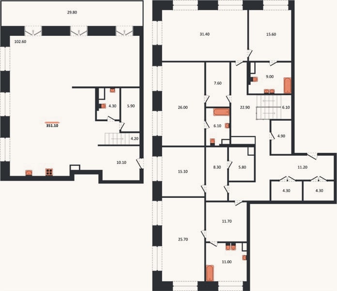 Планировка: 4+ к, 355,5 м²