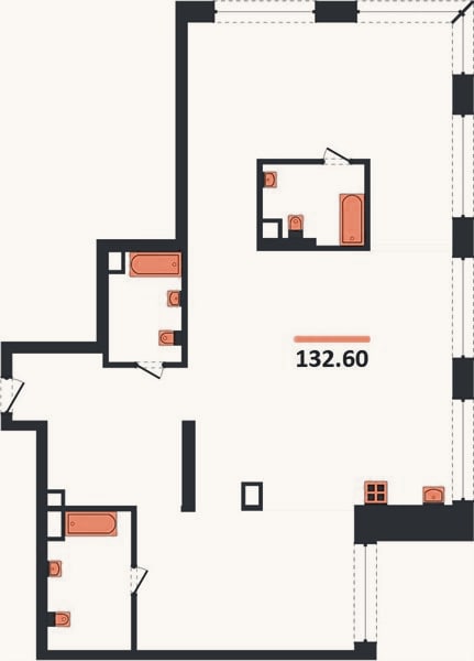 Планировка: 3-к, 132,6 м²