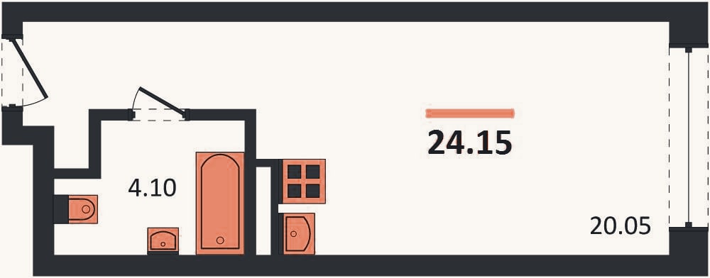 Планировка: Студия, 24,2 м²