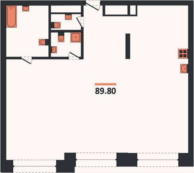 Планировка: 2-к, 89,8 м²
