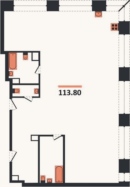 Планировка: 2-к, 113,8 м²