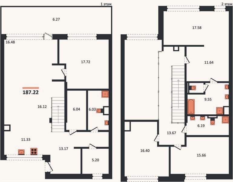Планировка: 4+ к, 187,2 м²