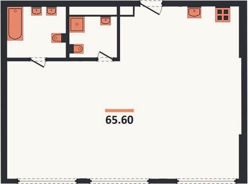 Планировка: 2-к, 65,6 м²