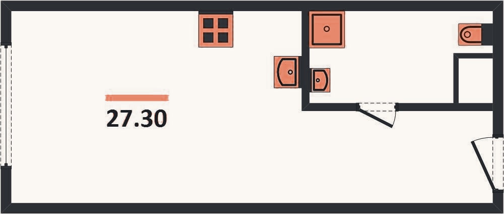 Планировка: Студия, 27,3 м²