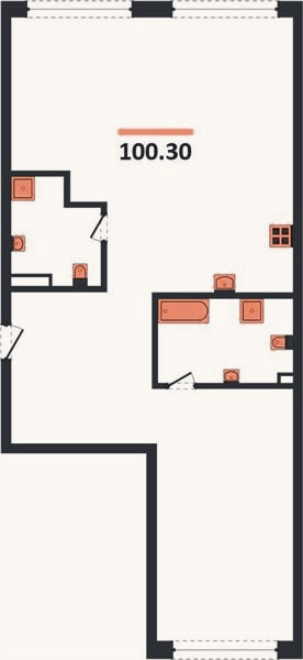 Планировка: 3-к, 100 м²