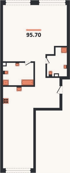 Планировка: 3-к, 95,5 м²