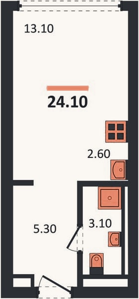 Планировка: Студия, 24,1 м²