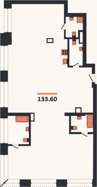 Планировка: 3-к, 133,6 м²