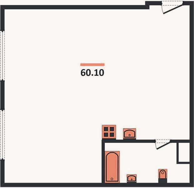 Планировка: 2-к, 60,1 м²