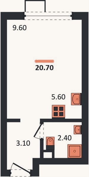 Планировка: Студия, 20,7 м²