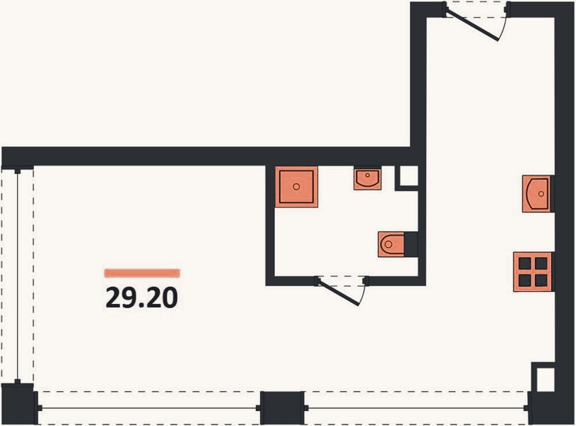 Планировка: Студия, 29,2 м²