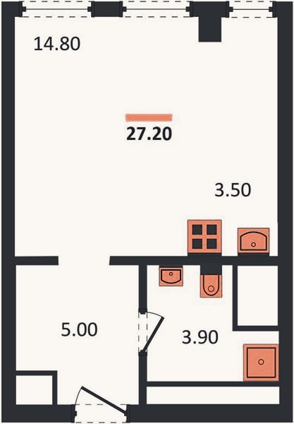 Планировка: Студия, 27,2 м²
