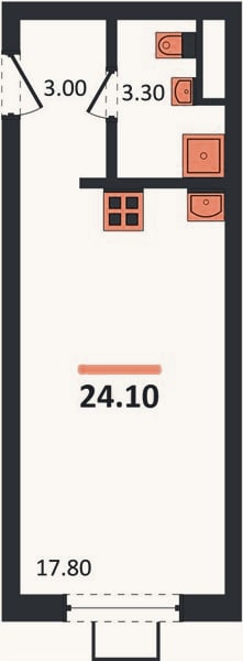 Планировка: Студия, 24,1 м²