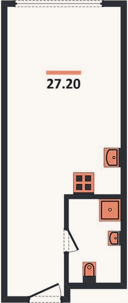 Планировка: Студия, 27,2 м²