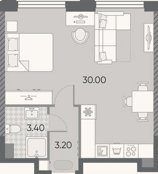 Планировка: Студия, 36,6 м²
