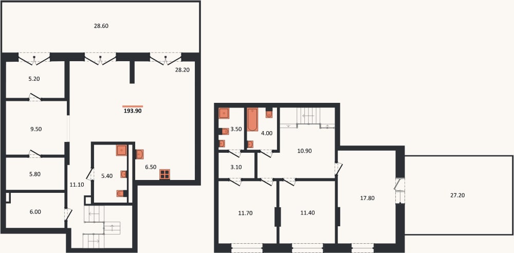 Планировка: 3-к, 193,9 м²