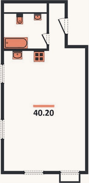 Планировка: Студия, 40,2 м²