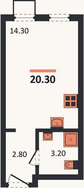 Планировка: Студия, 20,3 м²
