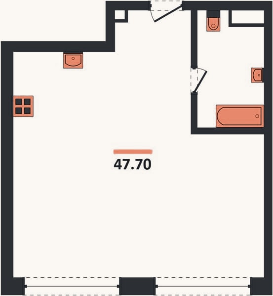 Планировка: 2-к, 47,7 м²