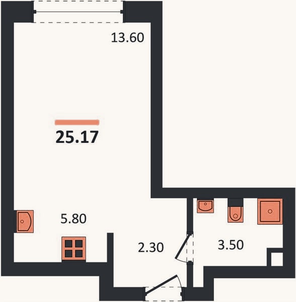 Планировка: Студия, 25,2 м²