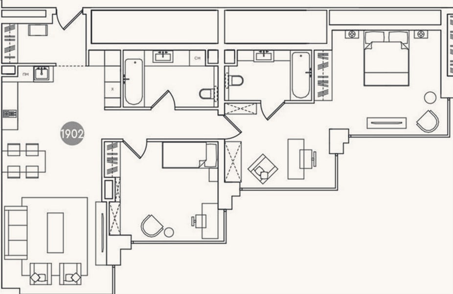 Планировка: 2-к, 102,9 м²