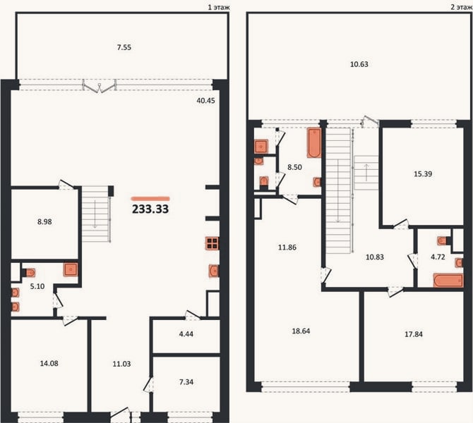 Планировка: 4+ к, 233,3 м²