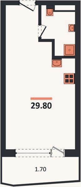 Планировка: Студия, 29,8 м²
