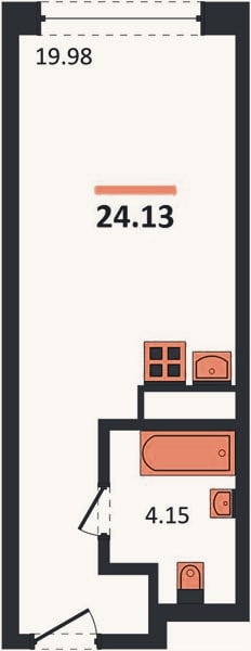 Планировка: Студия, 24,1 м²