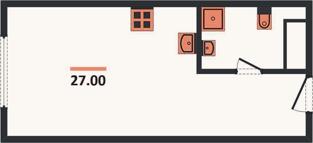 Планировка: Студия, 27 м²