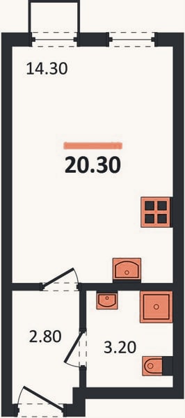 Планировка: Студия, 20,3 м²