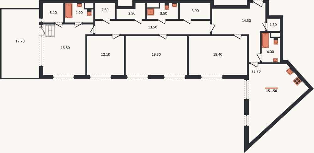 Планировка: 4+ к, 151,2 м²