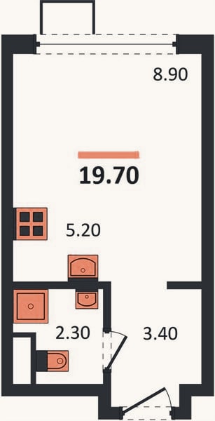 Планировка: Студия, 19,7 м²