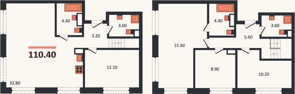Планировка: 4+ к, 110,4 м²