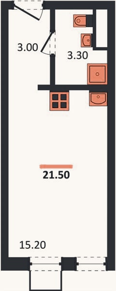 Планировка: Студия, 21,5 м²