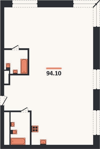 Планировка: 3-к, 94,1 м²