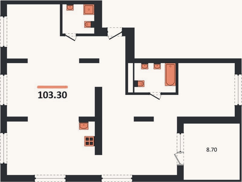 Планировка: 3-к, 103,3 м²