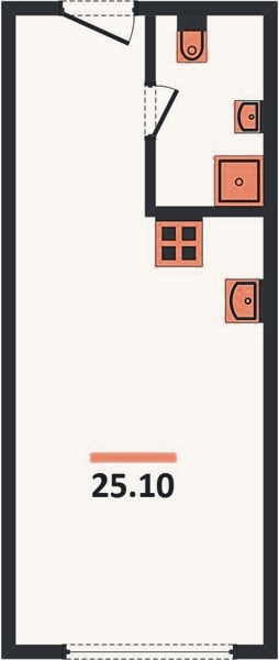 Планировка: Студия, 25,1 м²