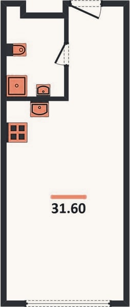 Планировка: Студия, 31,6 м²
