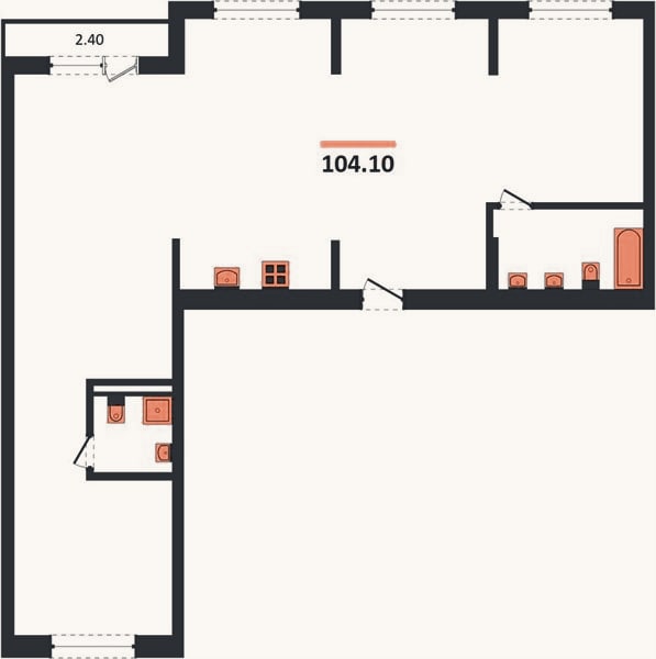 Планировка: 3-к, 104,1 м²