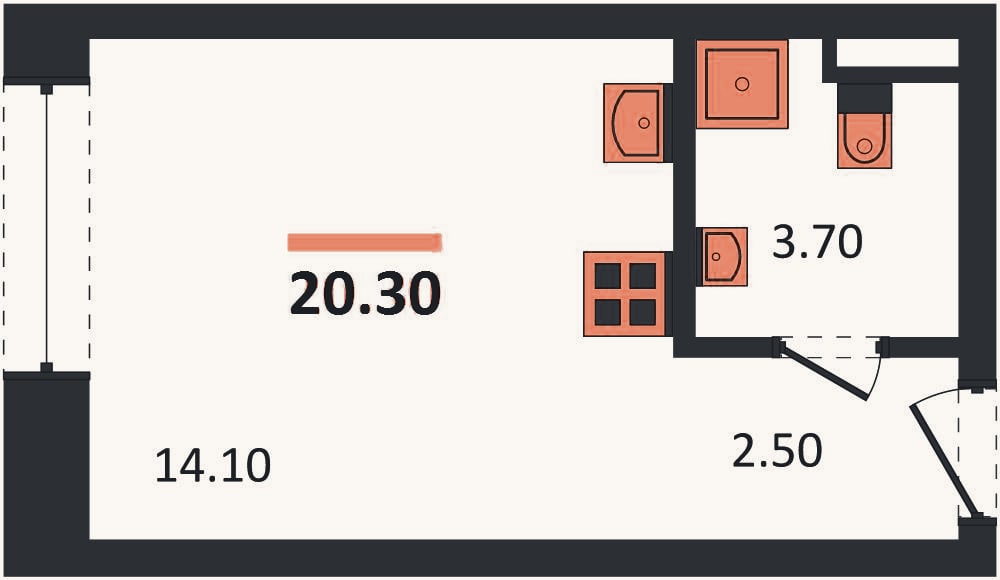 Планировка: Студия, 20,3 м²