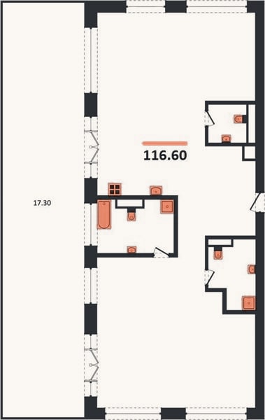 Планировка: 4+ к, 116,6 м²