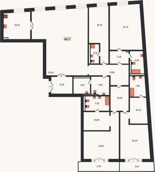 Планировка: 4+ к, 296,1 м²