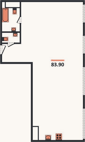 Планировка: 2-к, 83,9 м²